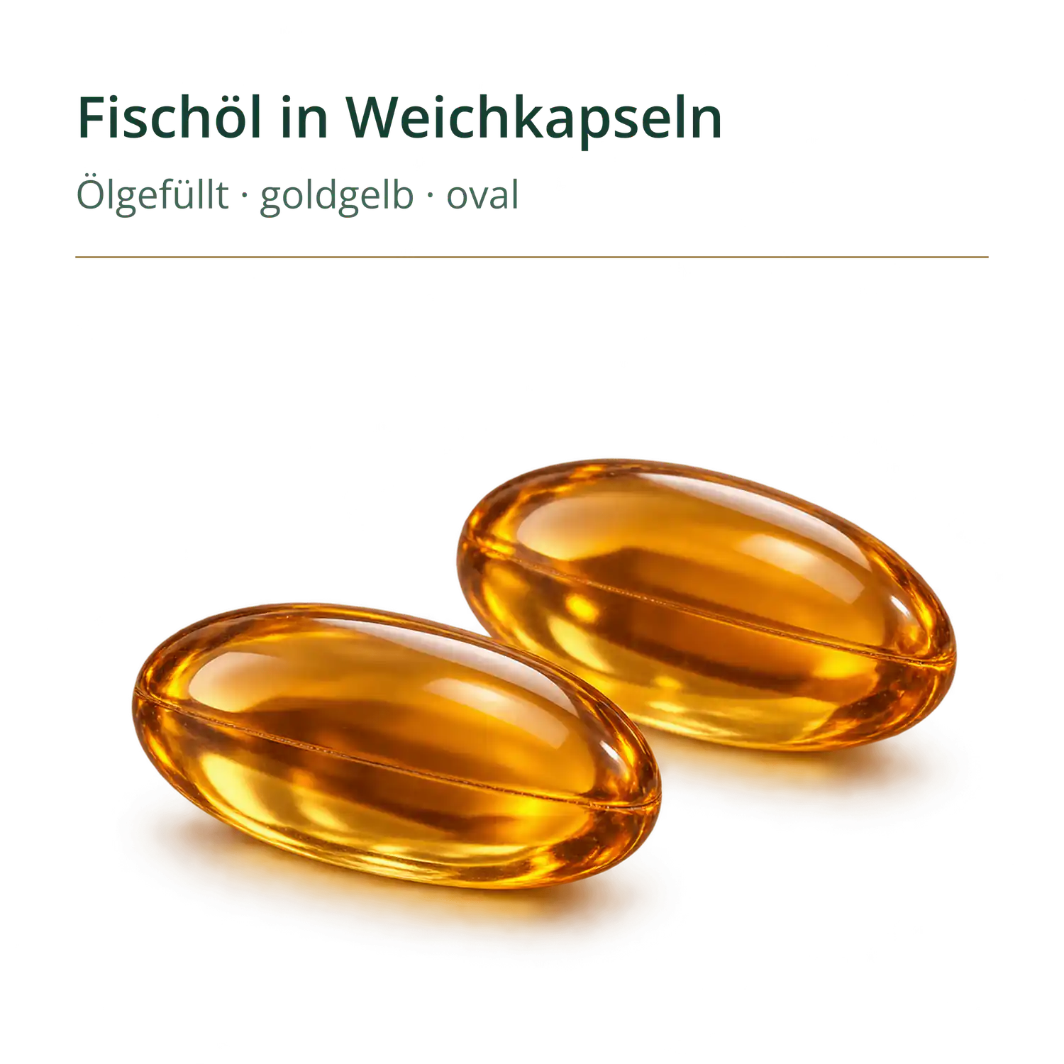 Fischölkapseln, Weichkapseln, goldgelb, oval, ölgefüllt