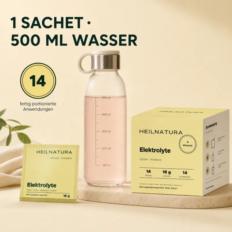 Elektrolyte, Sachet, Wasserflasche, Menge 500 ml, Zitrone Himbeere