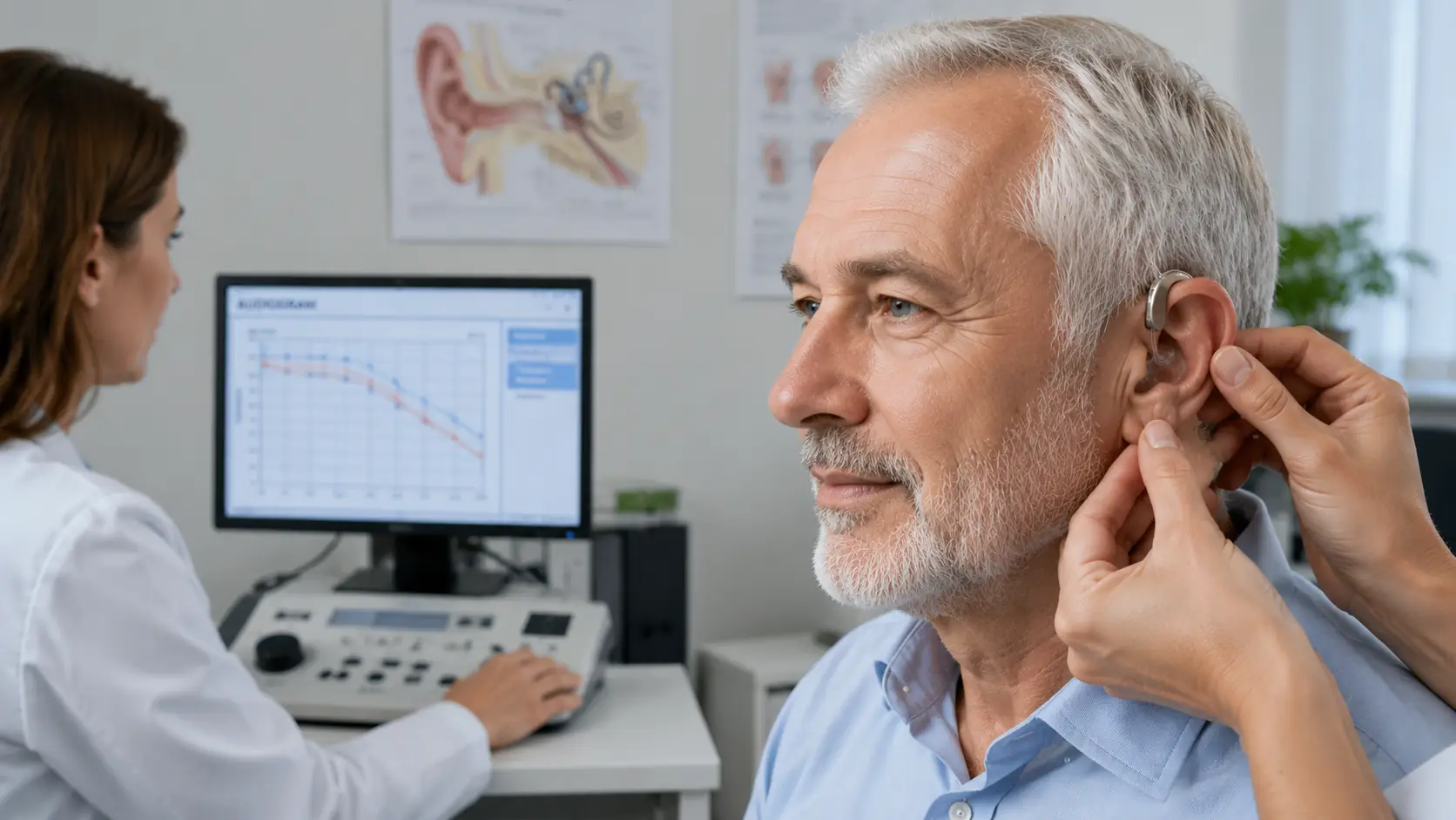 Ältere Person bei einem Hörtest zur Abklärung von Hörverlust und möglichen Tinnitus Ursachen