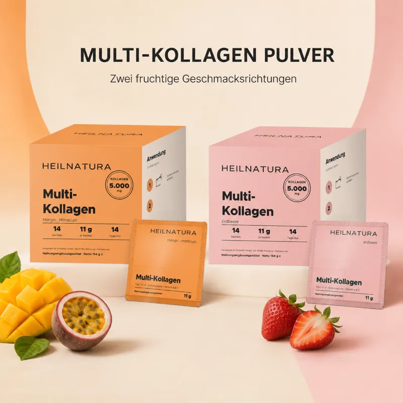Heilnatura Multi-Kollagen Pulver mit Mango-Maracuja- und Erdbeergeschmack