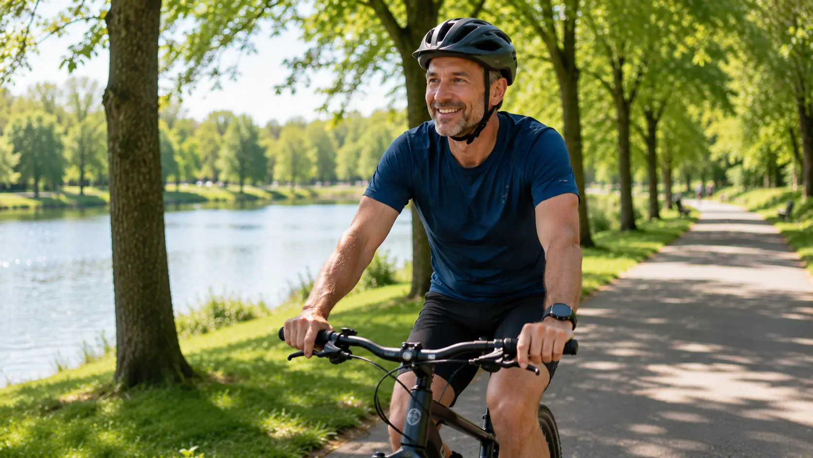 Person beim zügigen Spaziergang im Park mit Bewegung als unterstützende Maßnahme neben Hausmittel bei Tinnitus