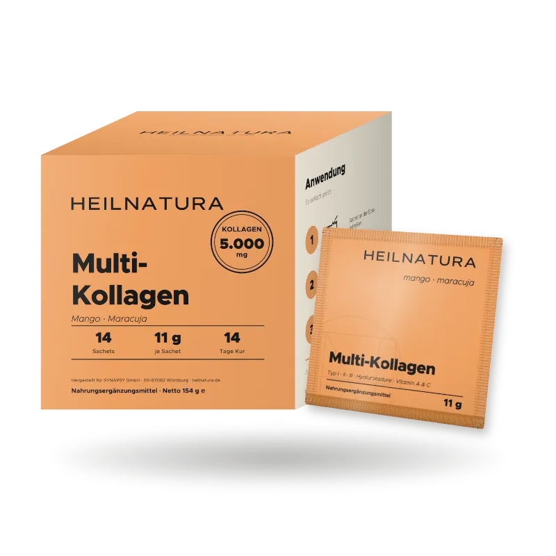 Multi-Kollagen, Nahrungsergänzung, Mango Maracuja, Kollagen 5.000 mg, Sachet 11 g