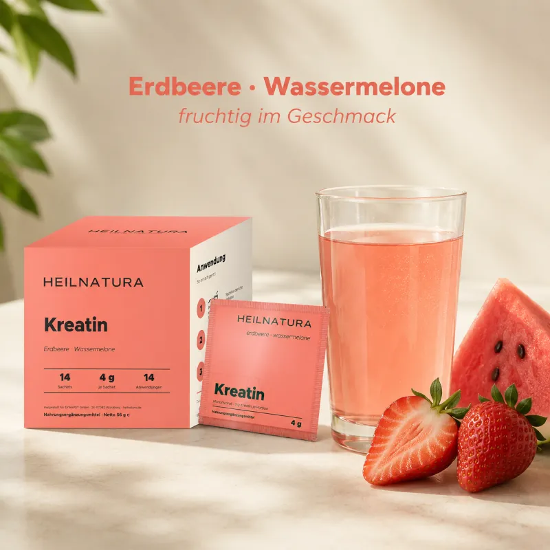 Kreatin, Nahrungsergänzung, Erdbeere, Wassermelone, Getränk