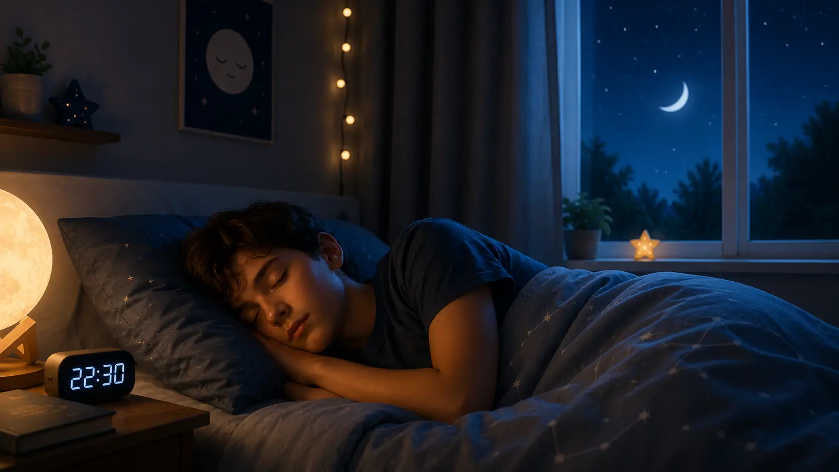 Ruhige Schlafszene eines Kindes oder Jugendlichen in entspannter Umgebung zum Thema Melatonin einfach erklärt