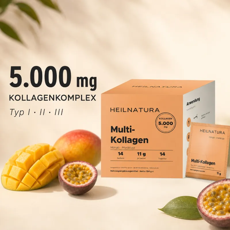 Kollagenkomplex, Multikollagen, 5.000 mg, Kapseln, Mango-Maracuja