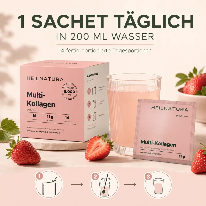 Multi-Kollagen, Erdbeere, Nahrungsergänzung, Kapseln?, Kollagen 5.000 mg