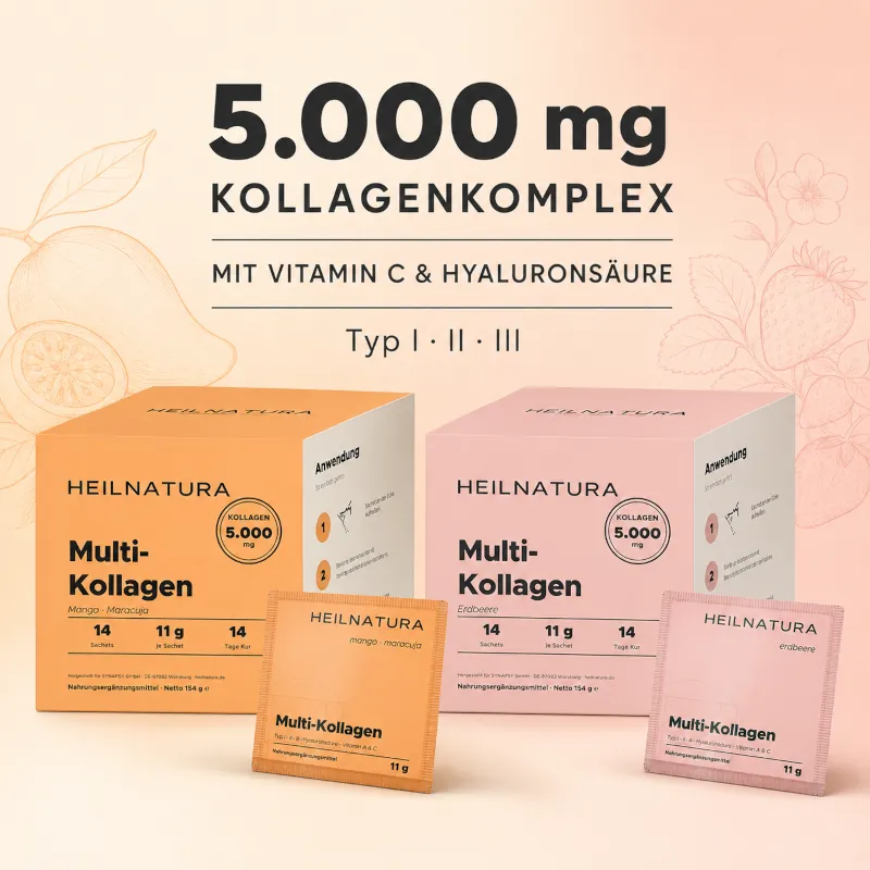 Kollagenkomplex, Multi-Kollagen, Vitamin C, Hyaluronsäure, Sachet